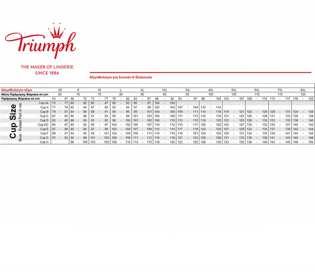 Triumph Bra Size Chart